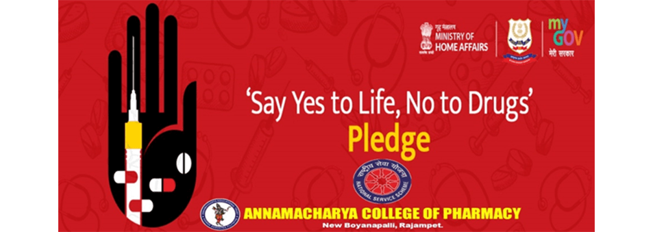 PLEDGE AGAINST DRUGS- Say Yes to life, No to Drugs 